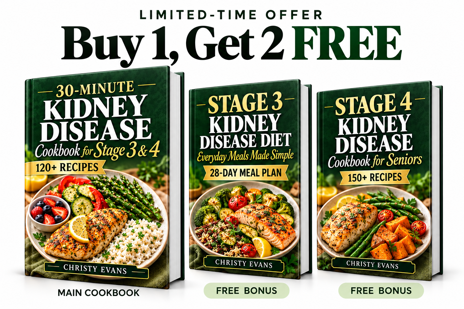 Limited-time offer: Buy 1, get 2 free kidney cookbooks