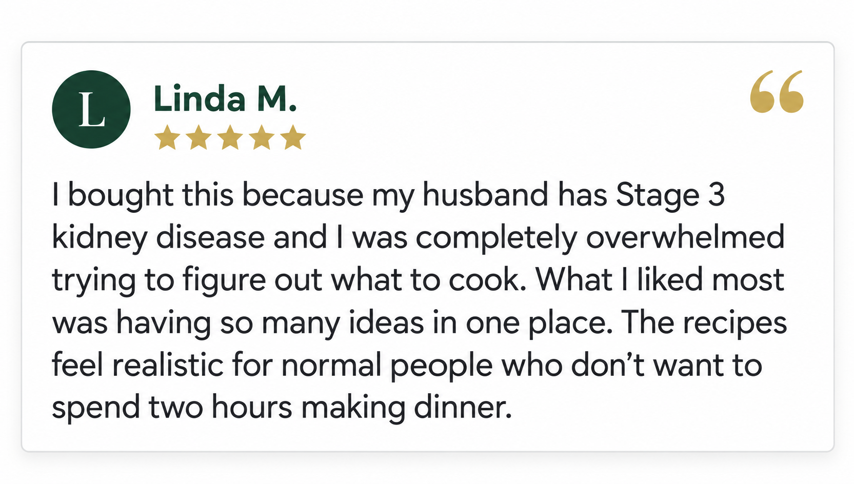 5-star review from Linda M.